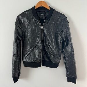 BNCI floral rose laser cut leather bomber jacket